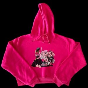 Hot pink color Handcrafted Croptop hoodie Paris sweater fashion stamped logo
